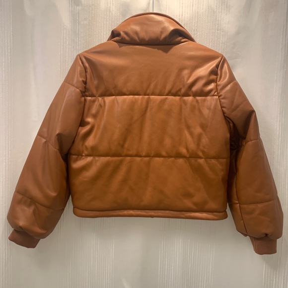 Anthropologie Faux Leather Puffer Jacket - Picture 2 of 3